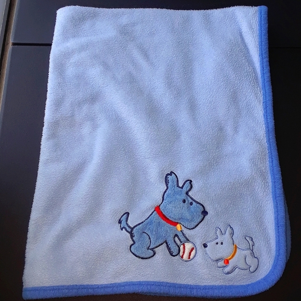 Boys Baby, Toddler Light Blue with Dark Blue Trim Blanket Throw